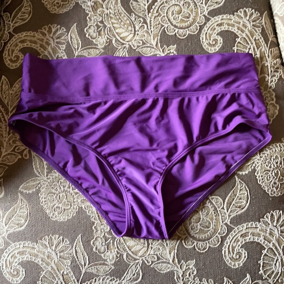 Tankini Swimsuit sz XL purple mesh tie halter - Picture 5 of 10